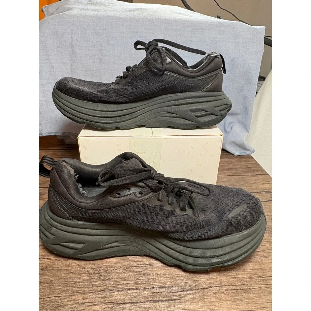 Hoka Bondi 8 Wide Black Running Shoes Womens 7D Sneakers 1127954 BBLC